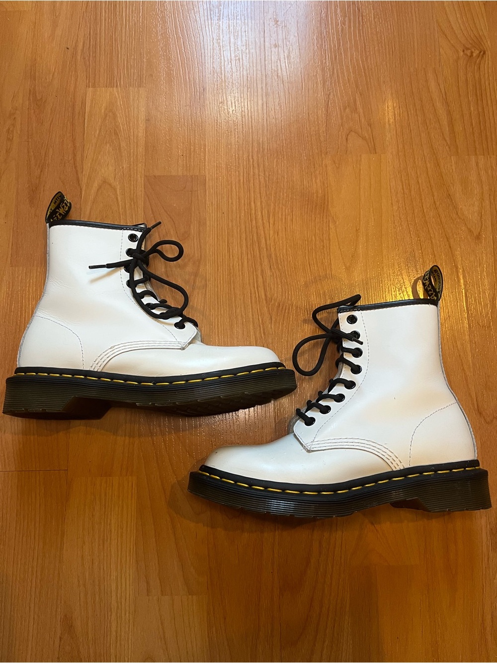 White Dr. Martens 1460 smooth leather boot